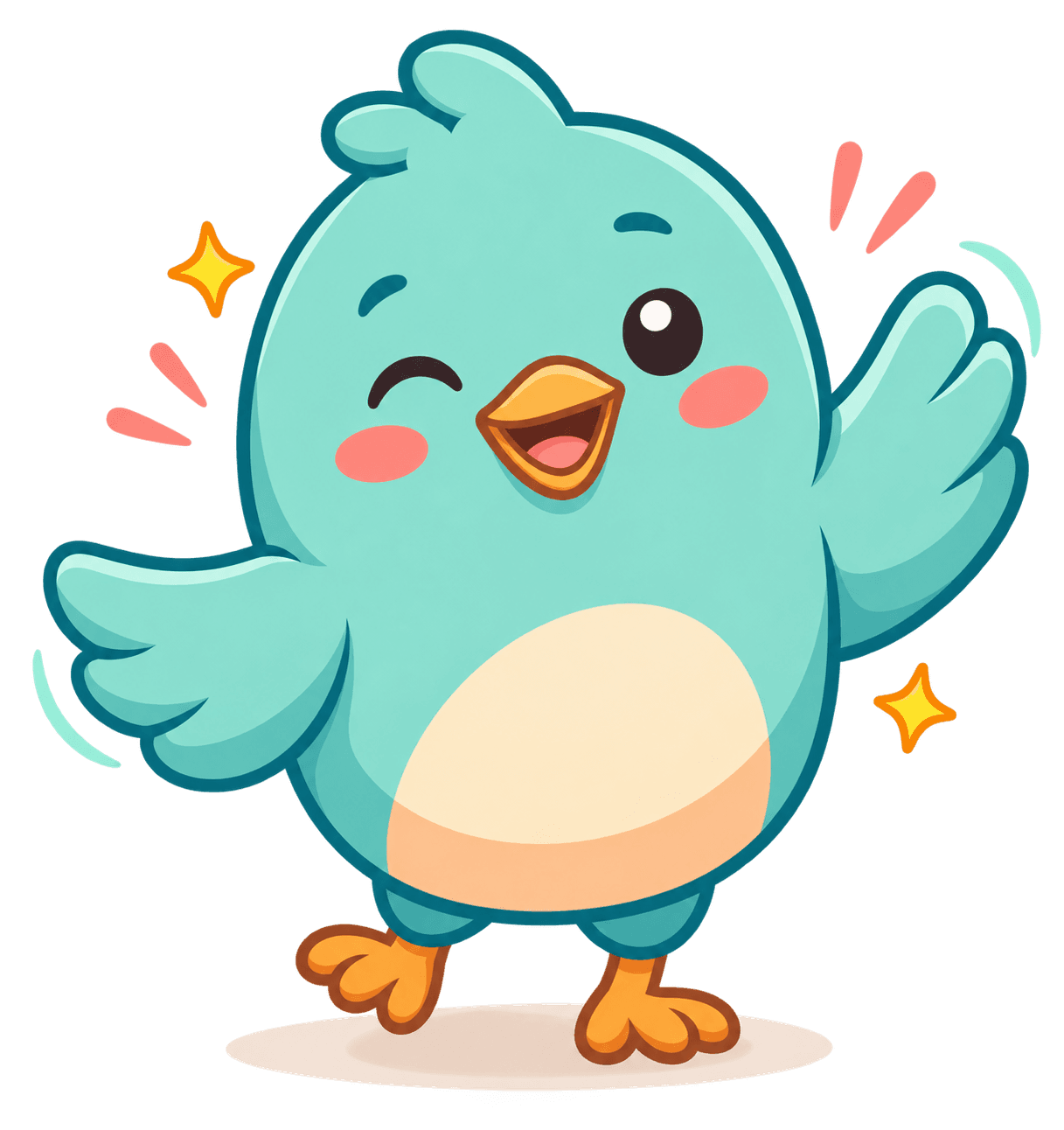Voli cheering with both wings up